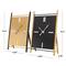 CosmoLiving by Cosmopolitan 10" Black Metal Rectangular Angled Clock Set with Gold Accents & Cutout Tick Hour Markers